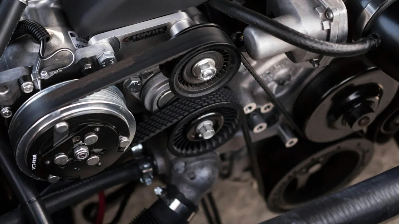 Close view of a vehicle engine