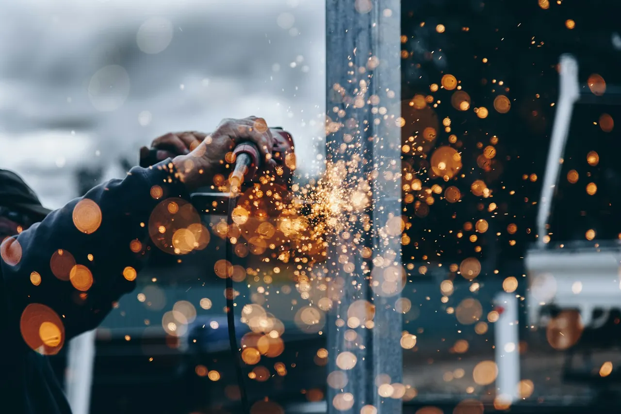 Metalwork in an industrial workshop